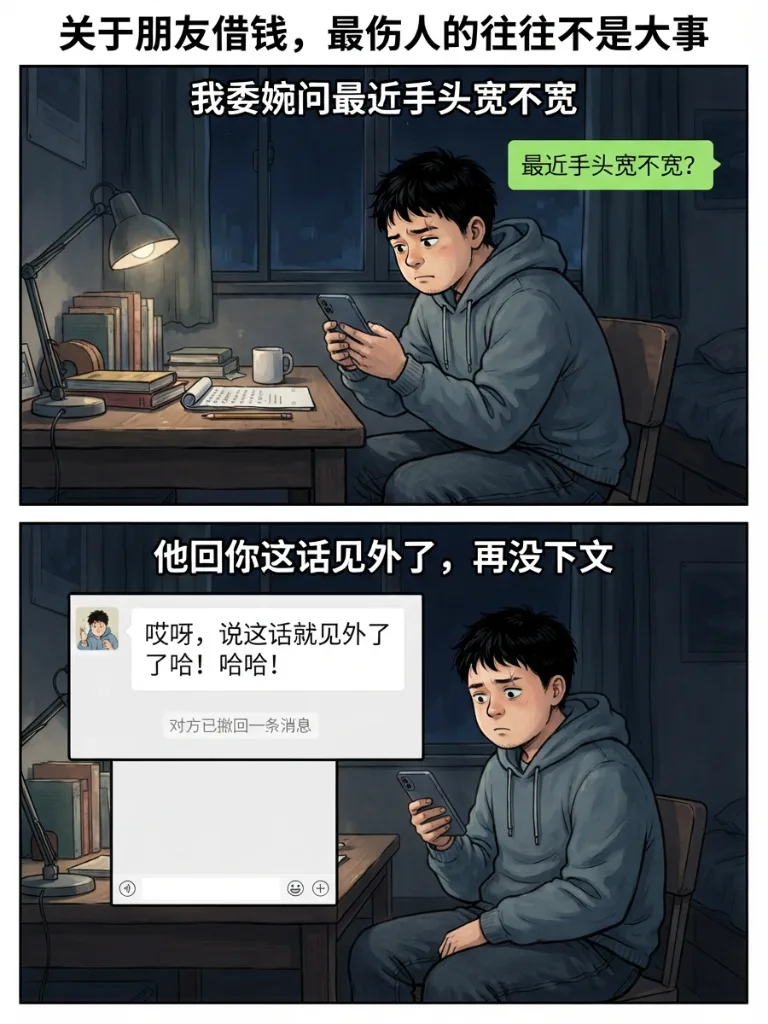 朋友借钱，伤人的都是小事 第 2 张漫画