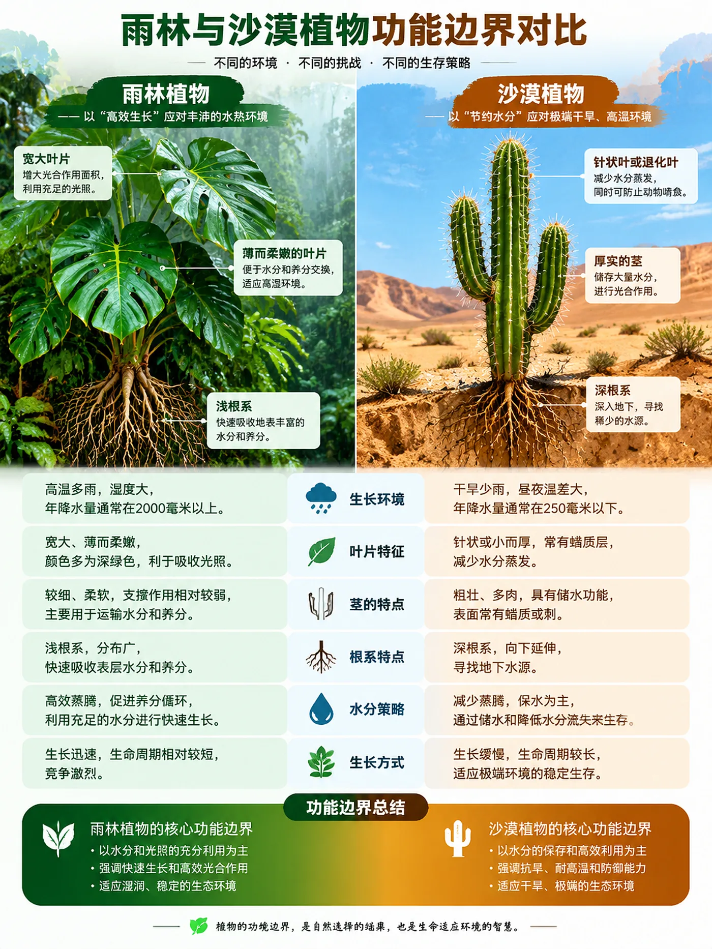 雨林与沙漠植物在功能边界上有什么不同？漫画封面