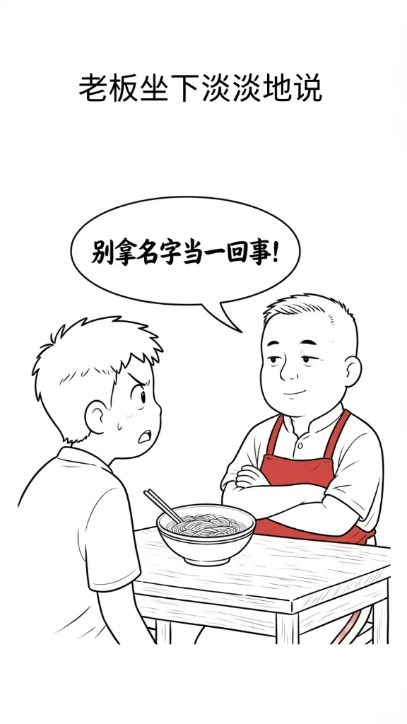 趣味漫画：老板，来一碗牛肉面！老板：好的。我：老板，牛肉面怎么没有牛肉？老板：别拿名字当一回事！难道你还指望从老婆饼里吃出老婆！ 第 3 张漫画