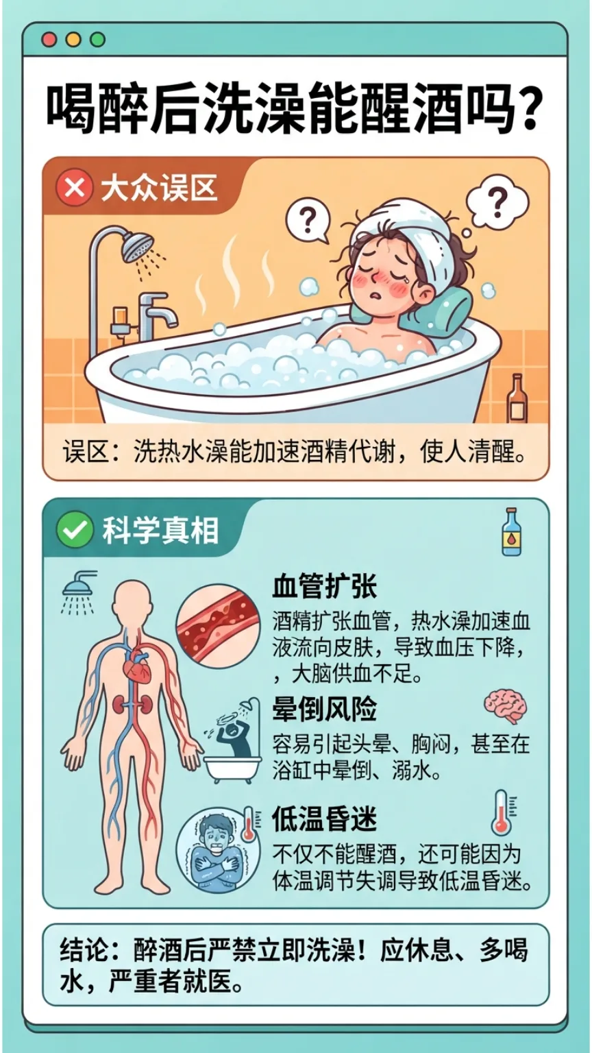 一图读懂：喝醉后洗澡能醒酒吗漫画封面