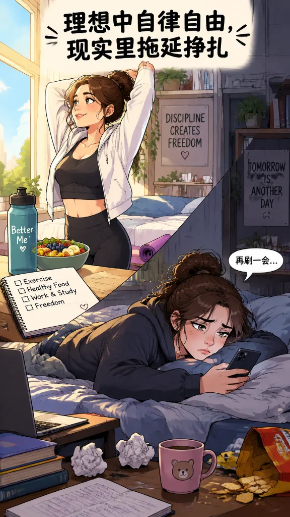 理想生活与现实的两种反差 第 2 张漫画