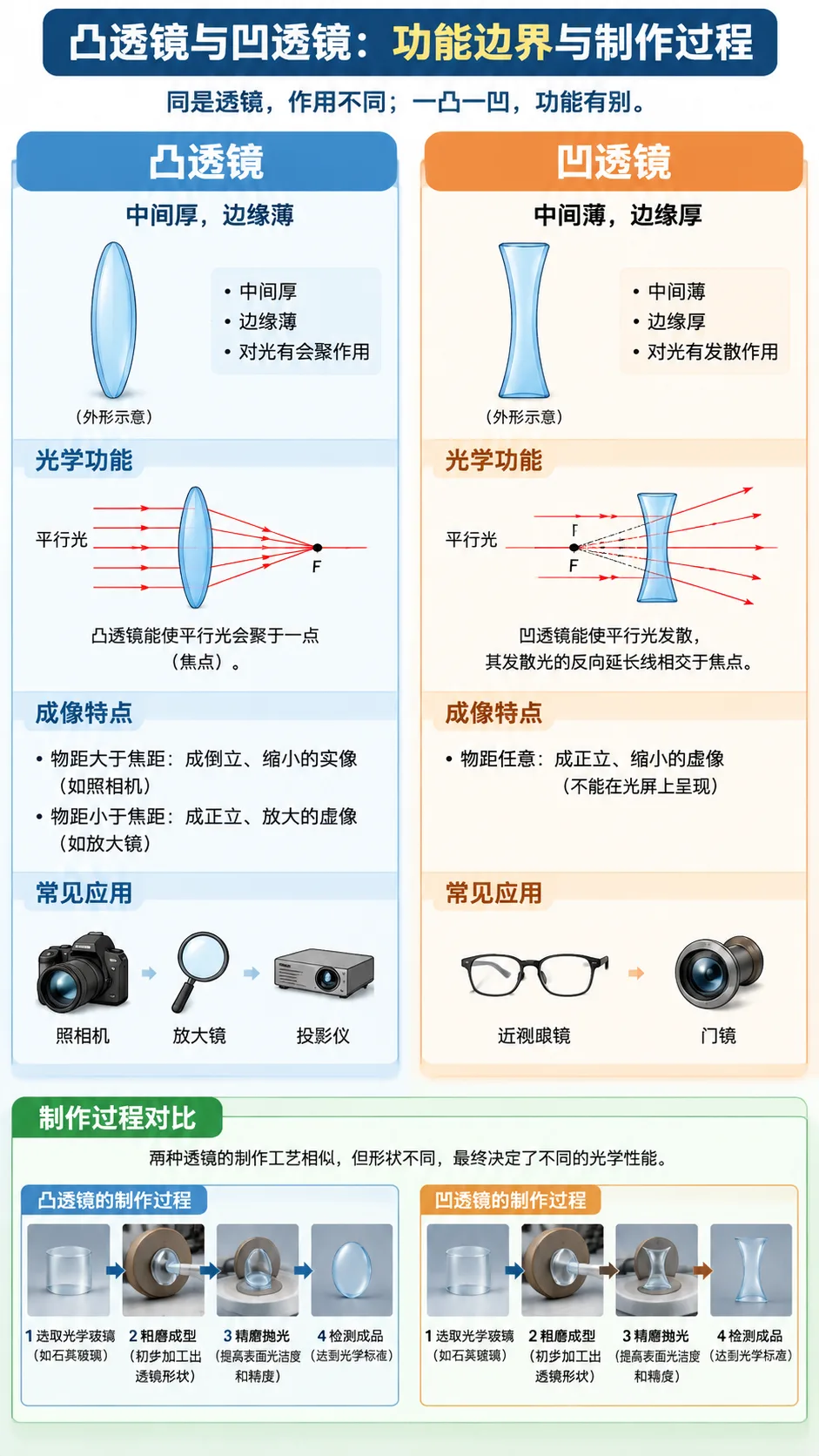 凸透镜与凹透镜：功能边界与制作过程之间有什么联系？漫画封面